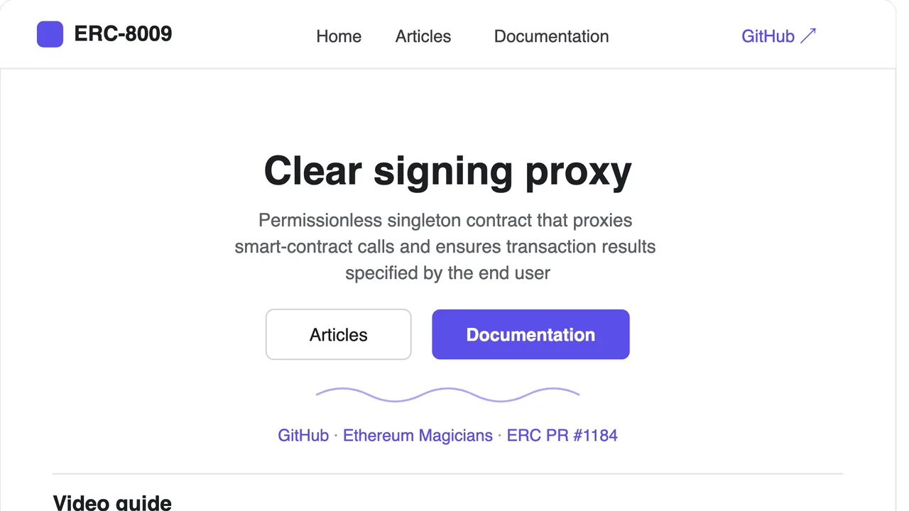 ERC-8009 — clear signing proxy documentation site