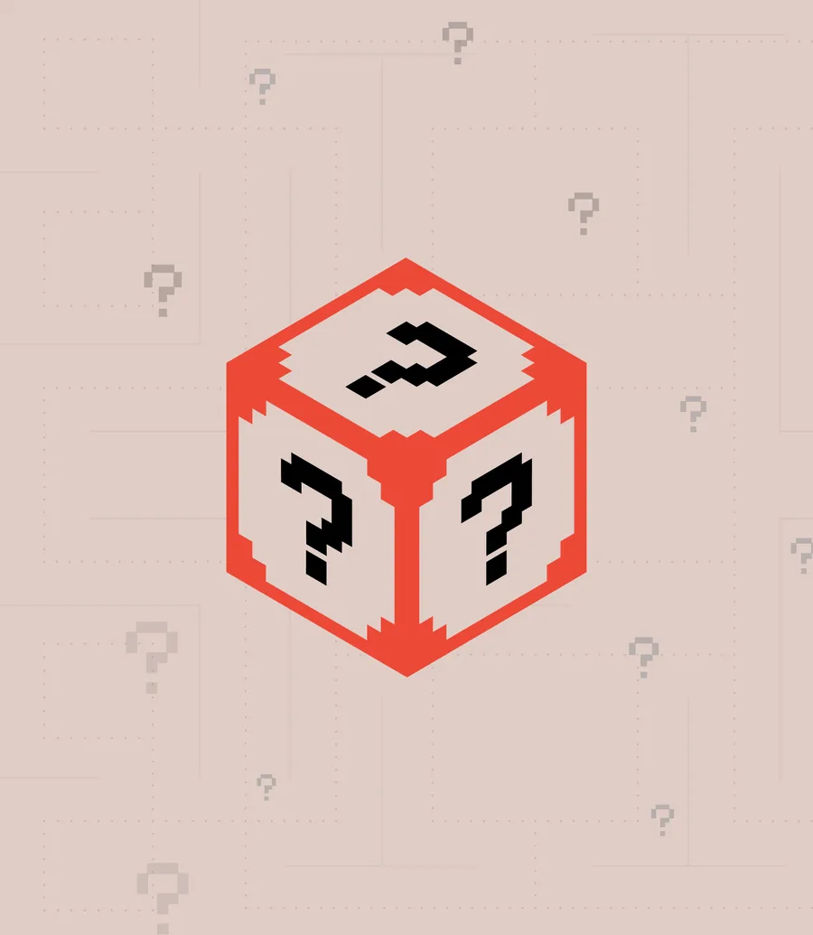 Pixel-art question mark cube