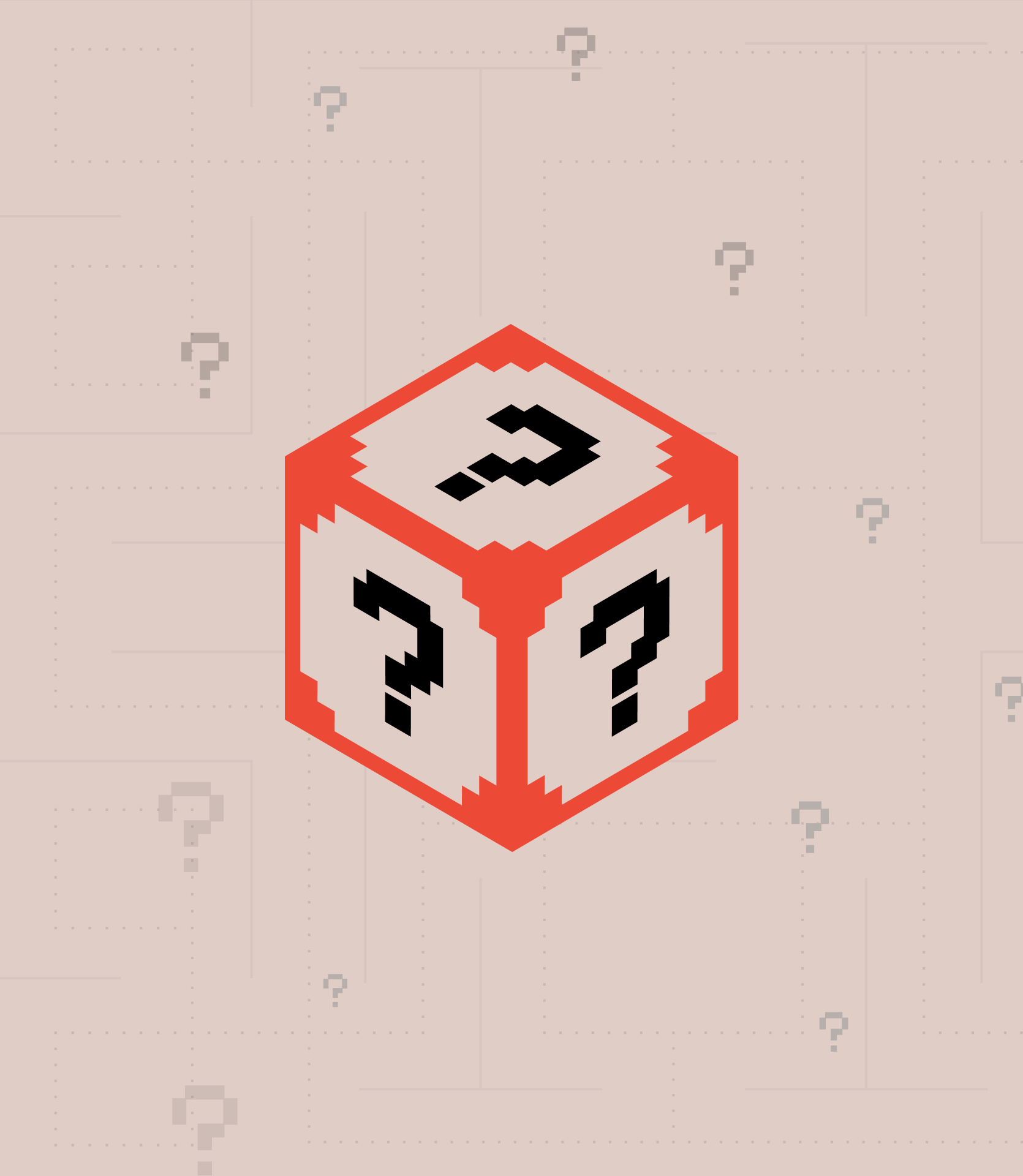 Pixel-art question mark dice